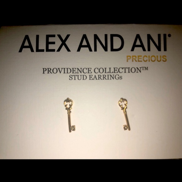 ALEX AND ANI SKELETON KEY 🔑 STUD EARRINGS - Picture 3 of 8